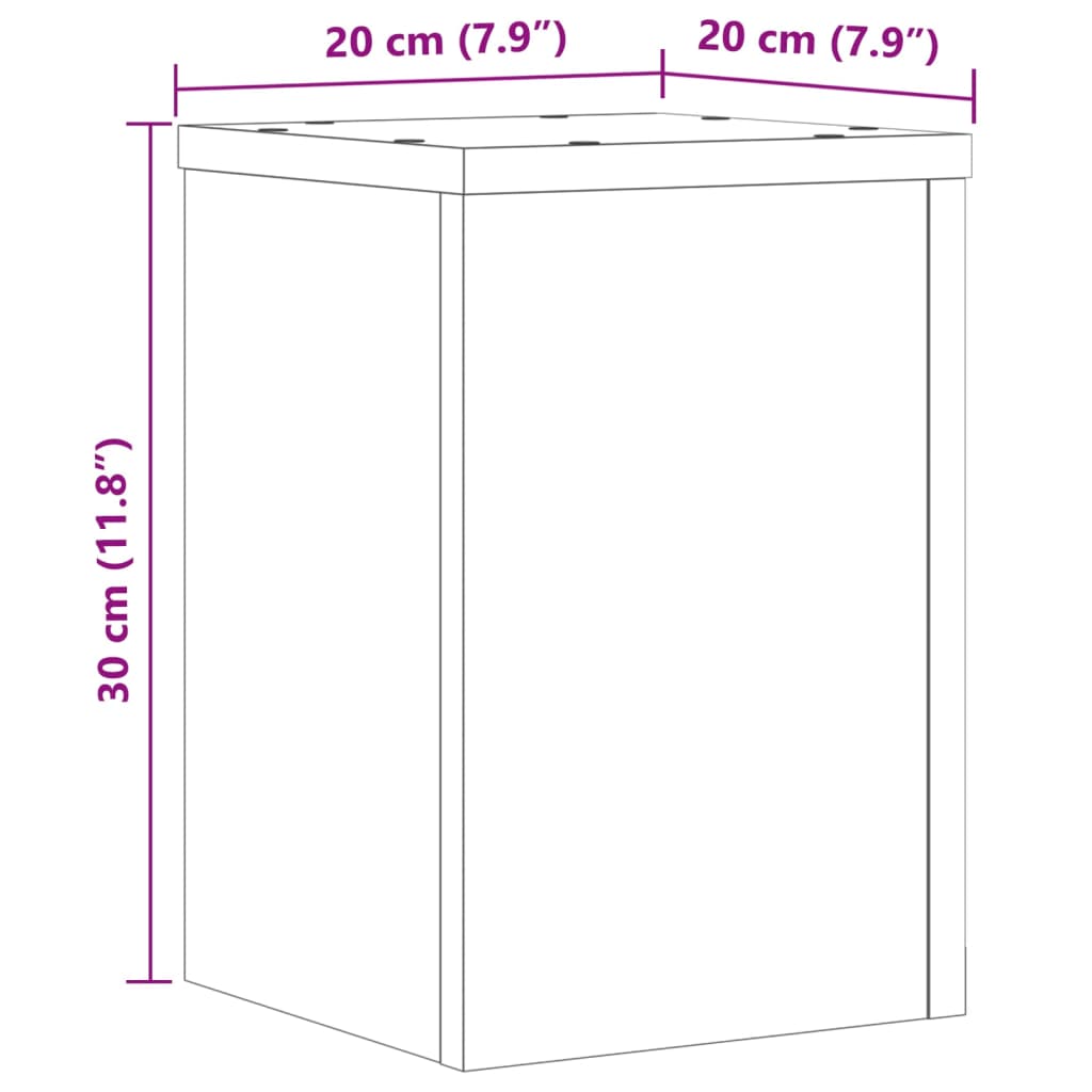 vidaXL Stojalo za rastline 2 kosa črno 20x20x30 cm inženirski les