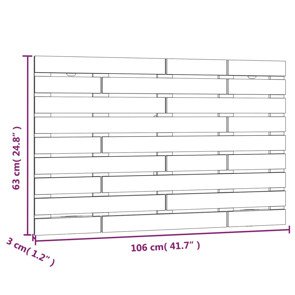 vidaXL Stensko posteljno vzglavje medeno rjavo 106x3x63 cm borovina