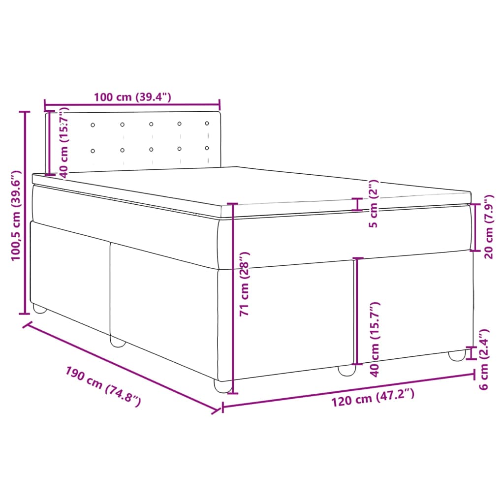 vidaXL Boxspring postelja z vzmetnico svetlo siva 120x190 cm blago