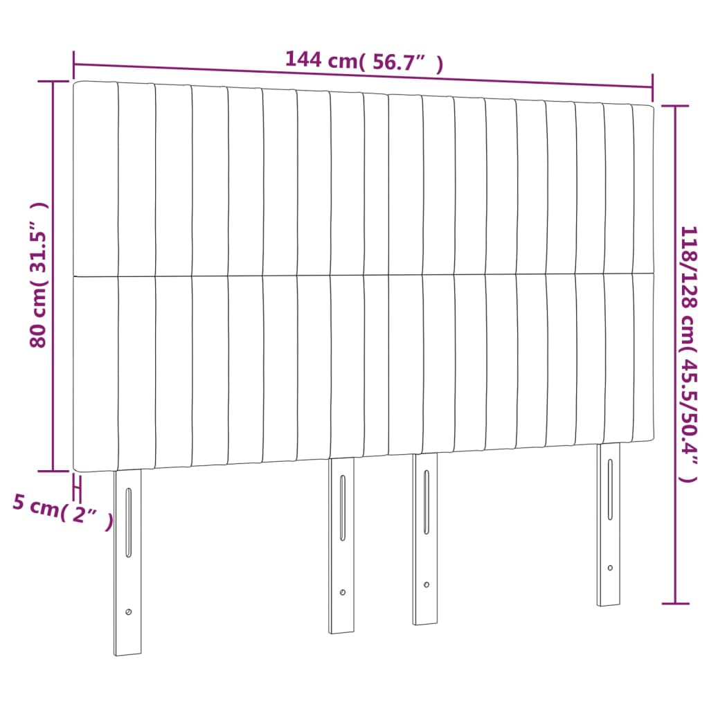 vidaXL LED posteljno vzglavje črno 144x5x118/128 cm žamet