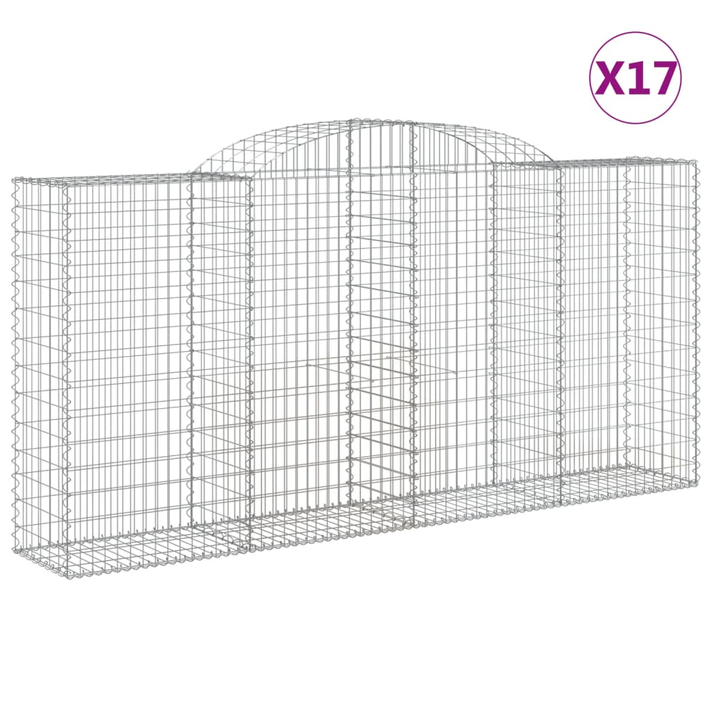 vidaXL Obokane gabion košare 17 kosi 300x50x140/160cm pocinkano železo