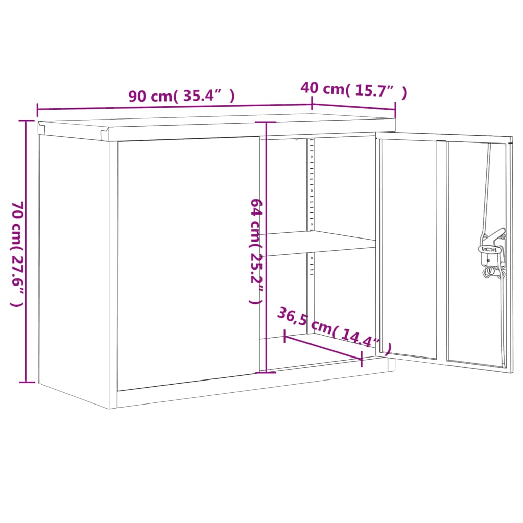 vidaXL Arhivska omara črna 90x40x110 cm jeklo