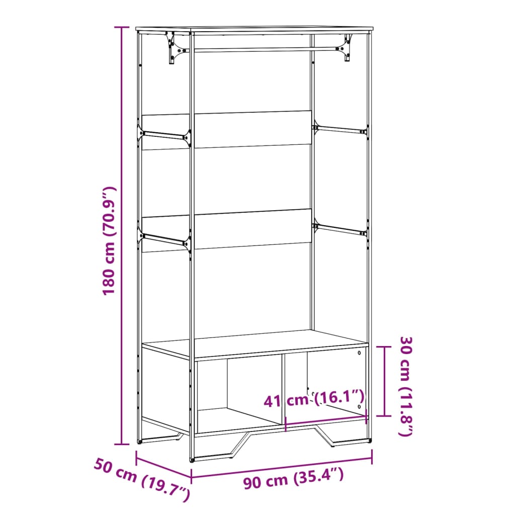 vidaXL Garderobna omara sonoma hrast 90x50x180 cm inženirski les