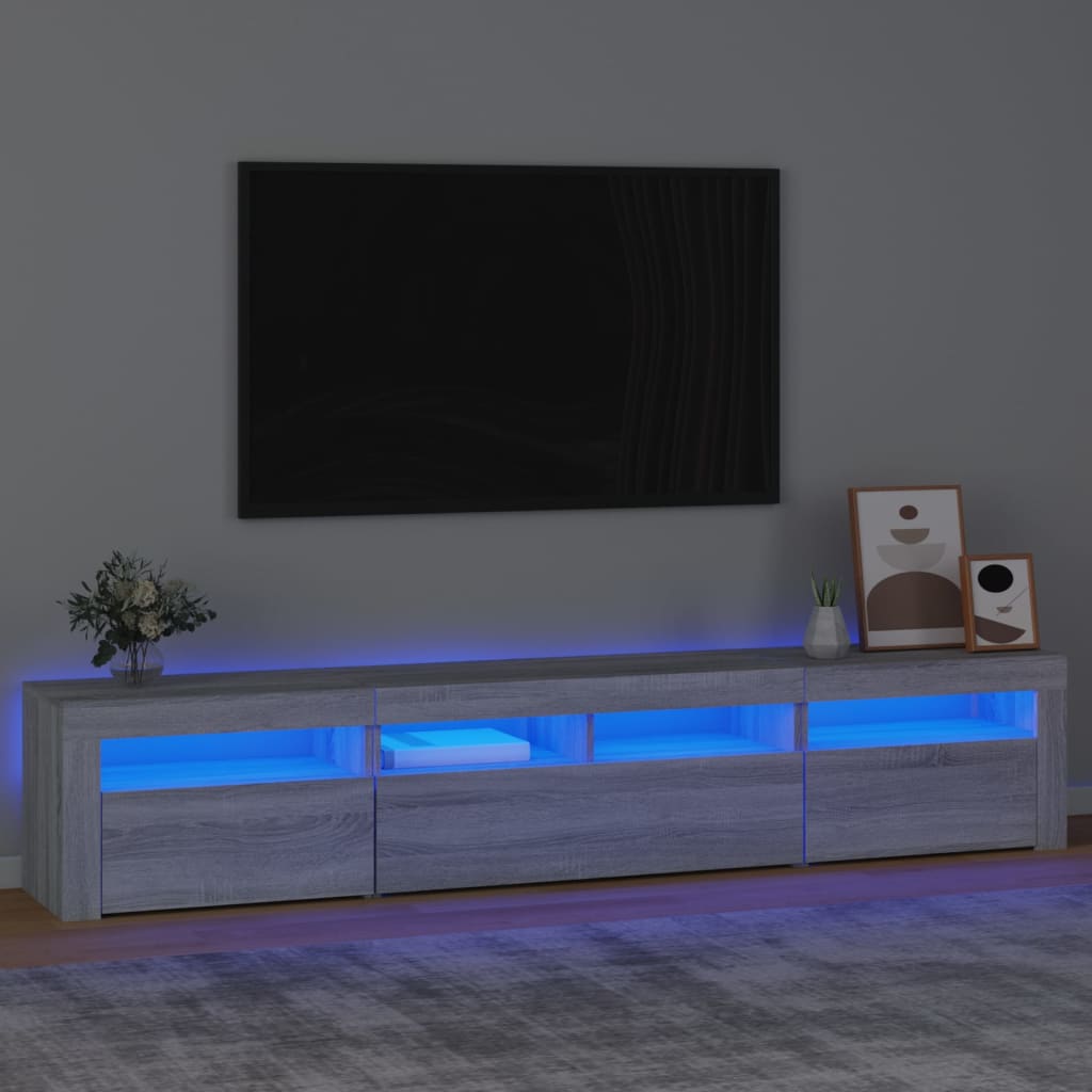 vidaXL TV omarica z LED lučkami siva sonoma 210x35x40 cm