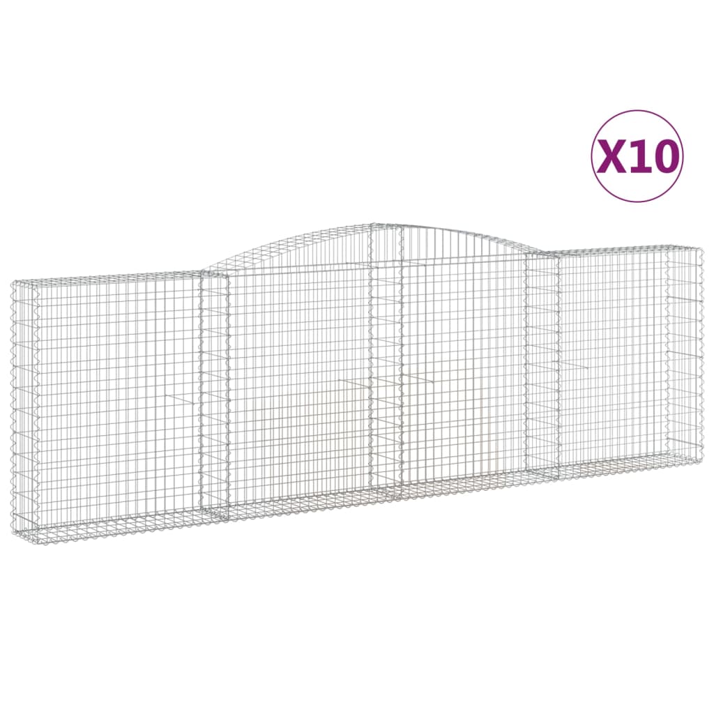 vidaXL Obokane gabion košare 10kosov 400x30x120/140cm pocinkano železo