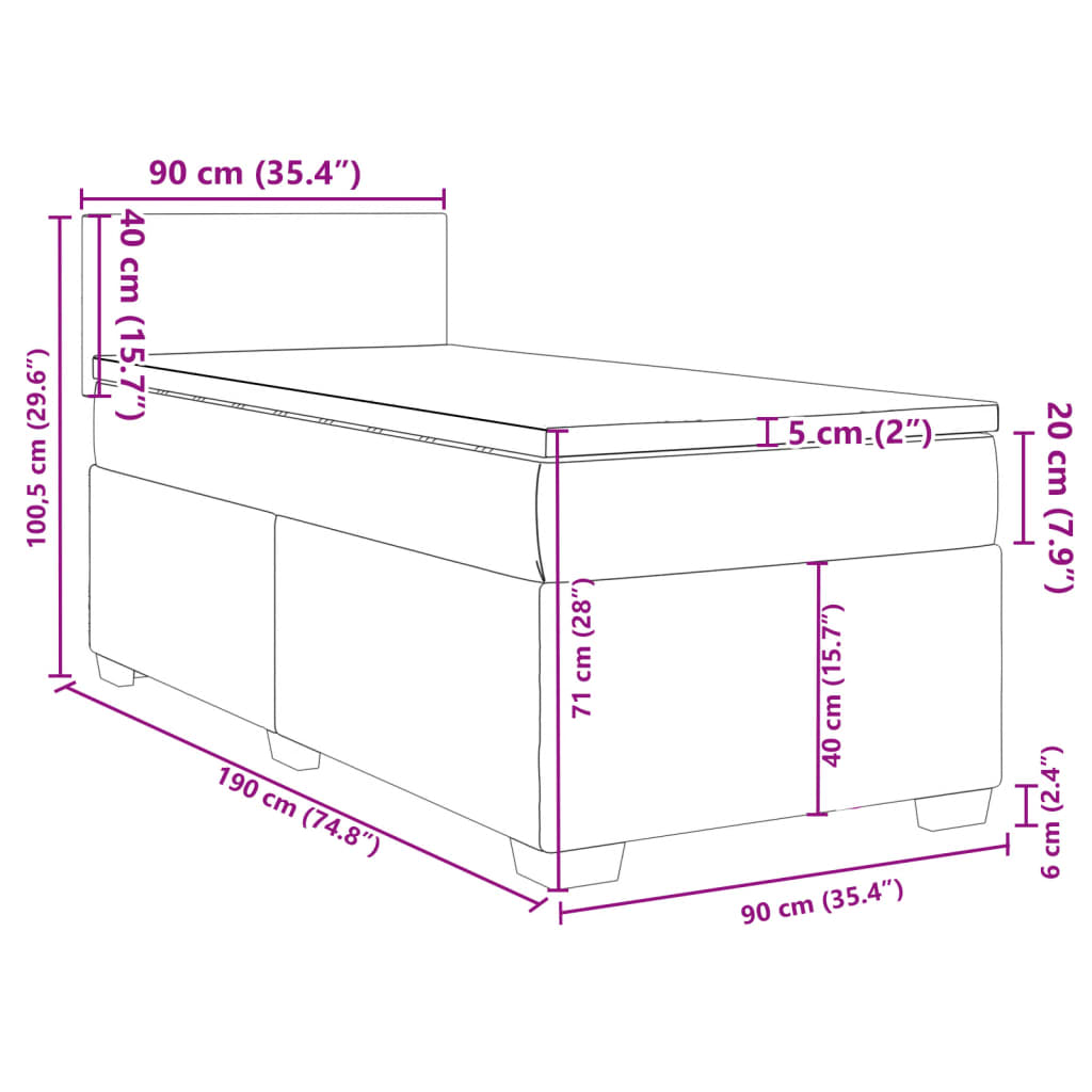 vidaXL Box spring postelja z vzmetnico črn 90x190 cm blago