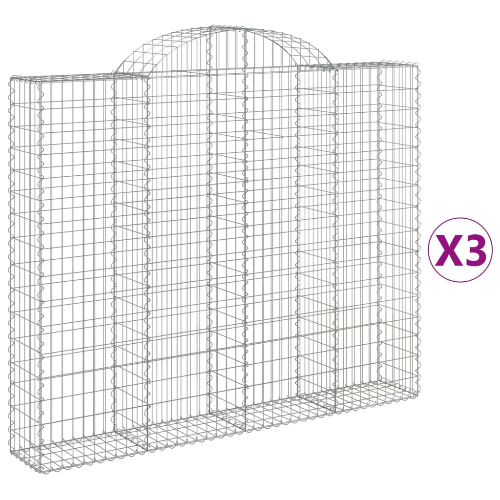 vidaXL Obokane gabion košare 3 kosi 200x30x160/180 cm pocinkano železo