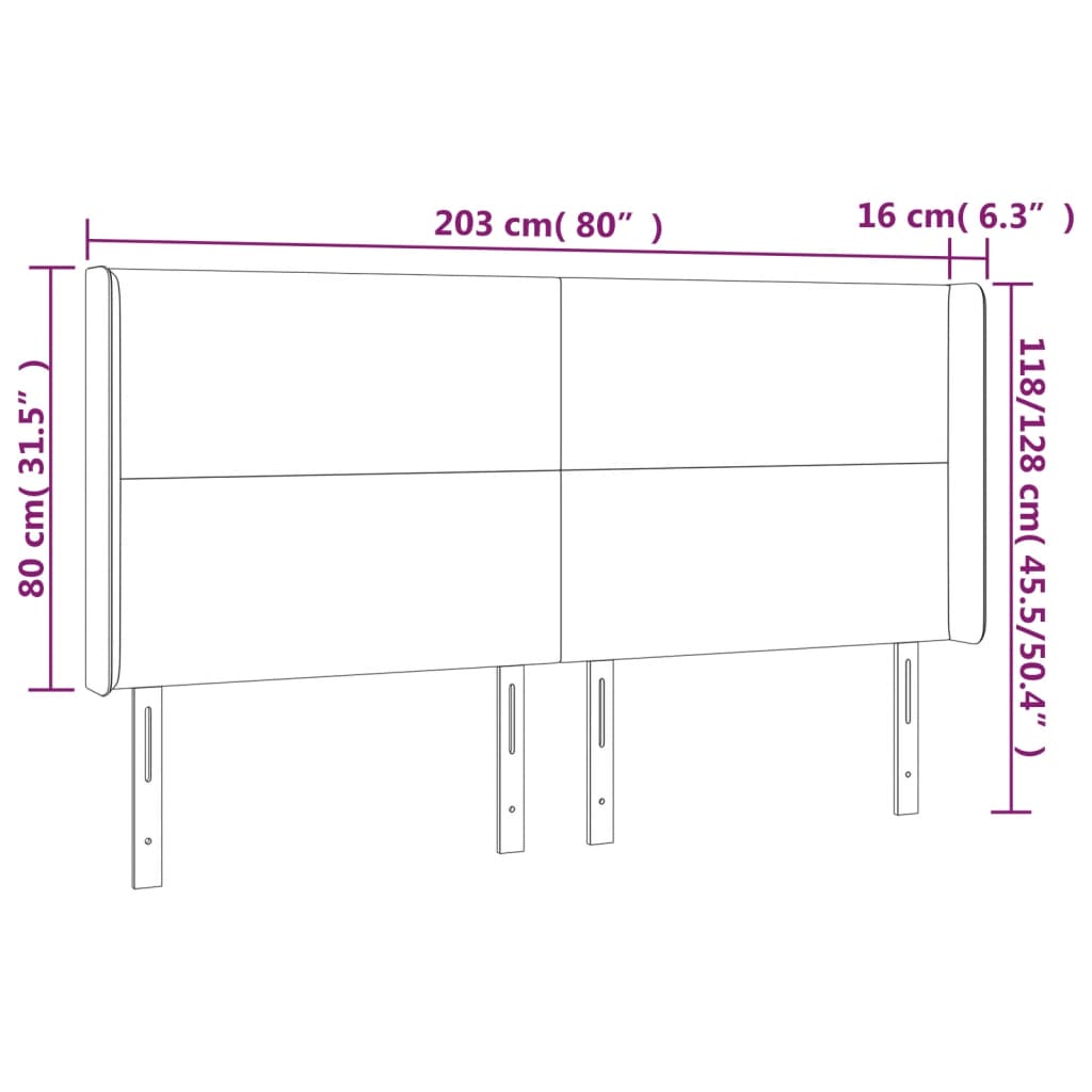 vidaXL Vzglavje z ušesi kapučino 203x16x118/128 cm umetno usnje