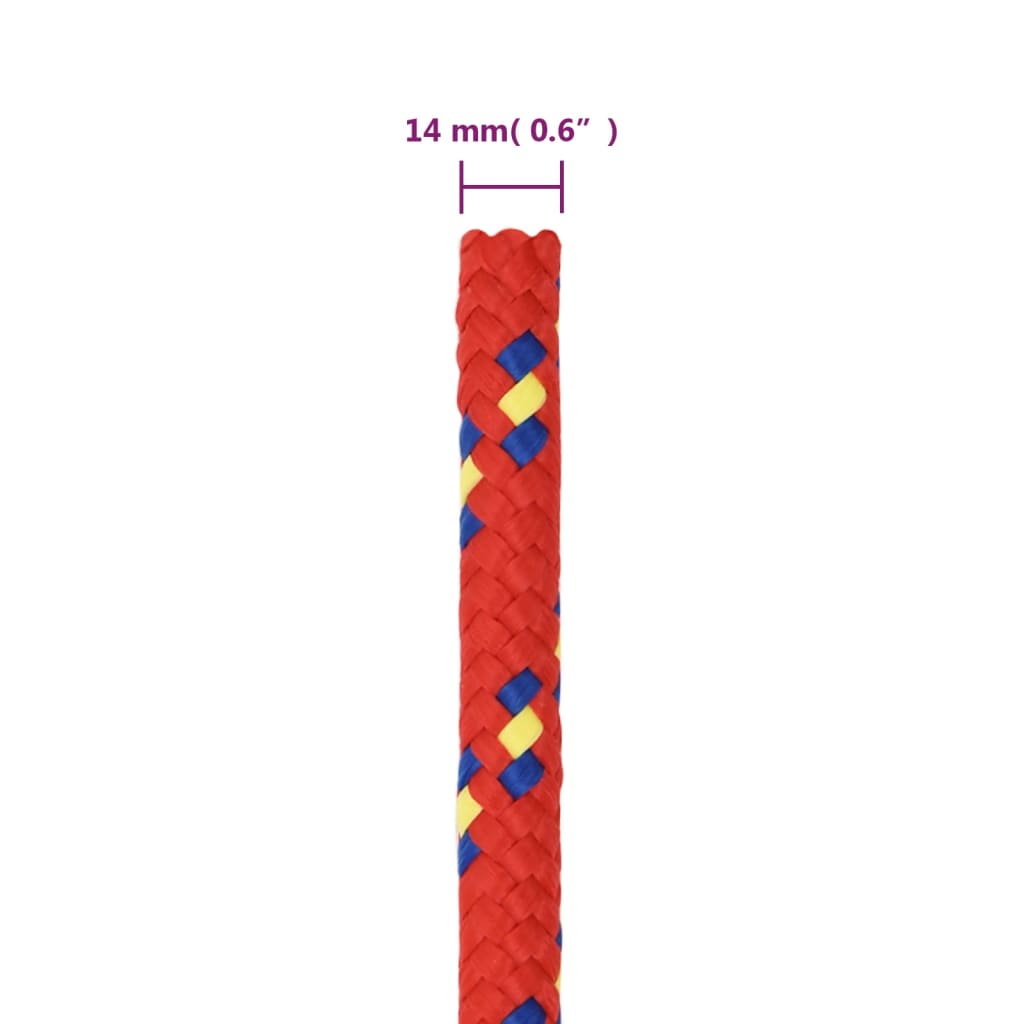 vidaXL Vrv za čoln rdeče 14 mm 100 m polipropilen