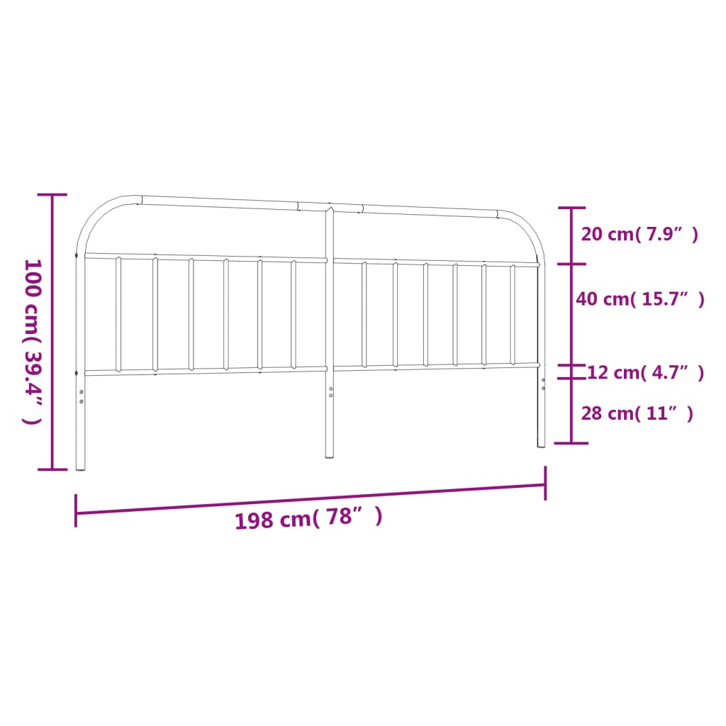 vidaXL Kovinsko vzglavje belo 193 cm