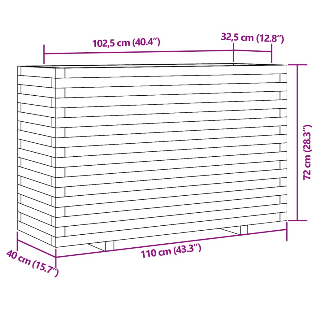 vidaXL Vrtno cvetlično korito 110x40x72 cm impregnirana borovina