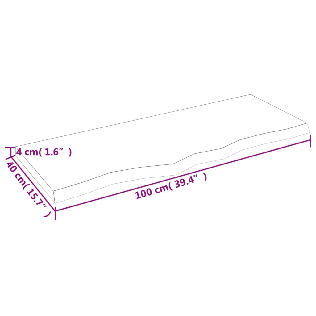 vidaXL Stenska polica 100x40x(2-4) cm neobdelana trdna hrastovina