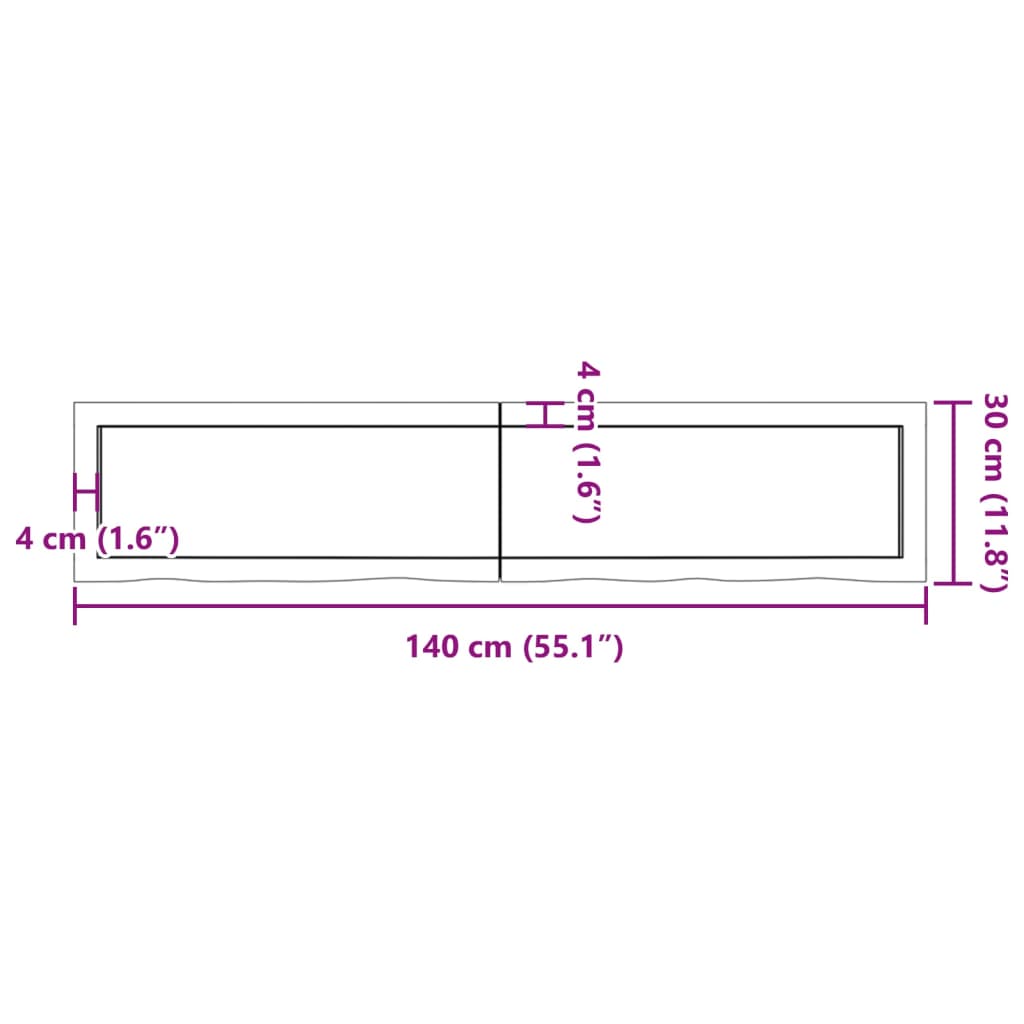 vidaXL Kopalniški pult temno rjav 140x30x(2-4) cm obdelan trden les