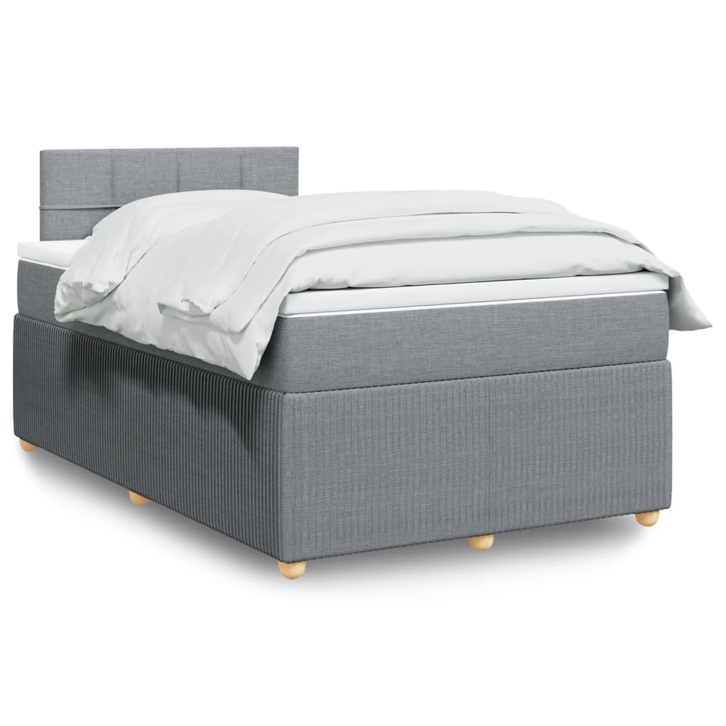 vidaXL Boxspring postelja z vzmetnico svetlo siva 120x190 cm blago