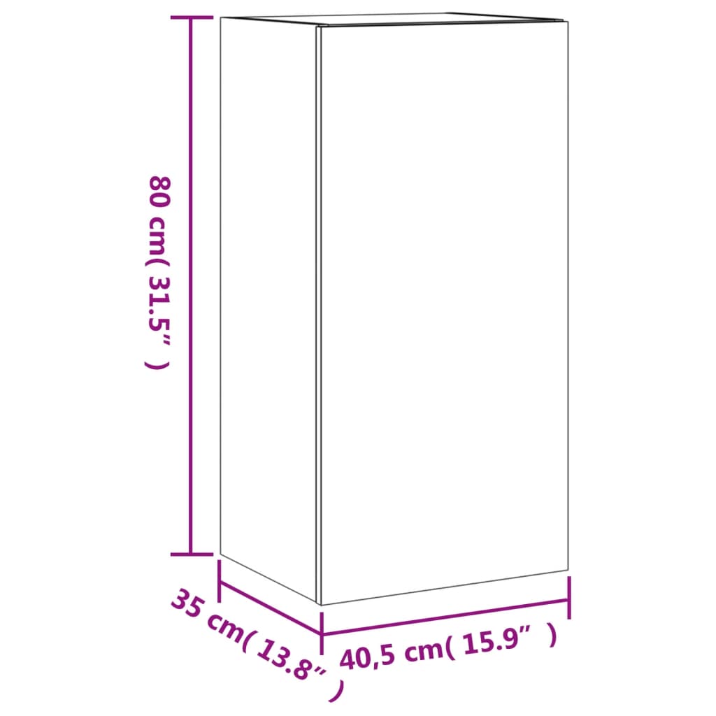 vidaXL Stenska TV omarica z LED lučkami bela 40,5x35x80 cm