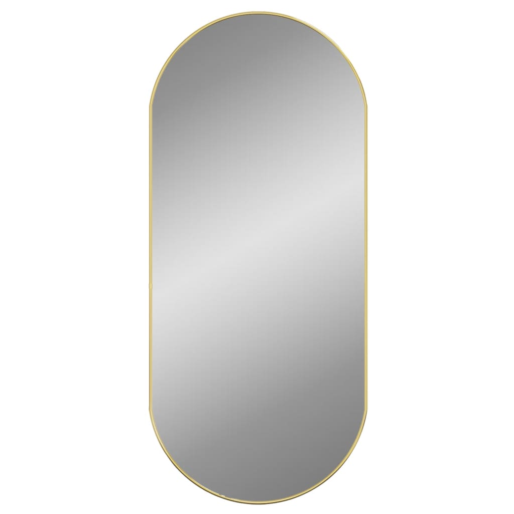 vidaXL Stensko ogledalo zlato 100x45 cm ovalno