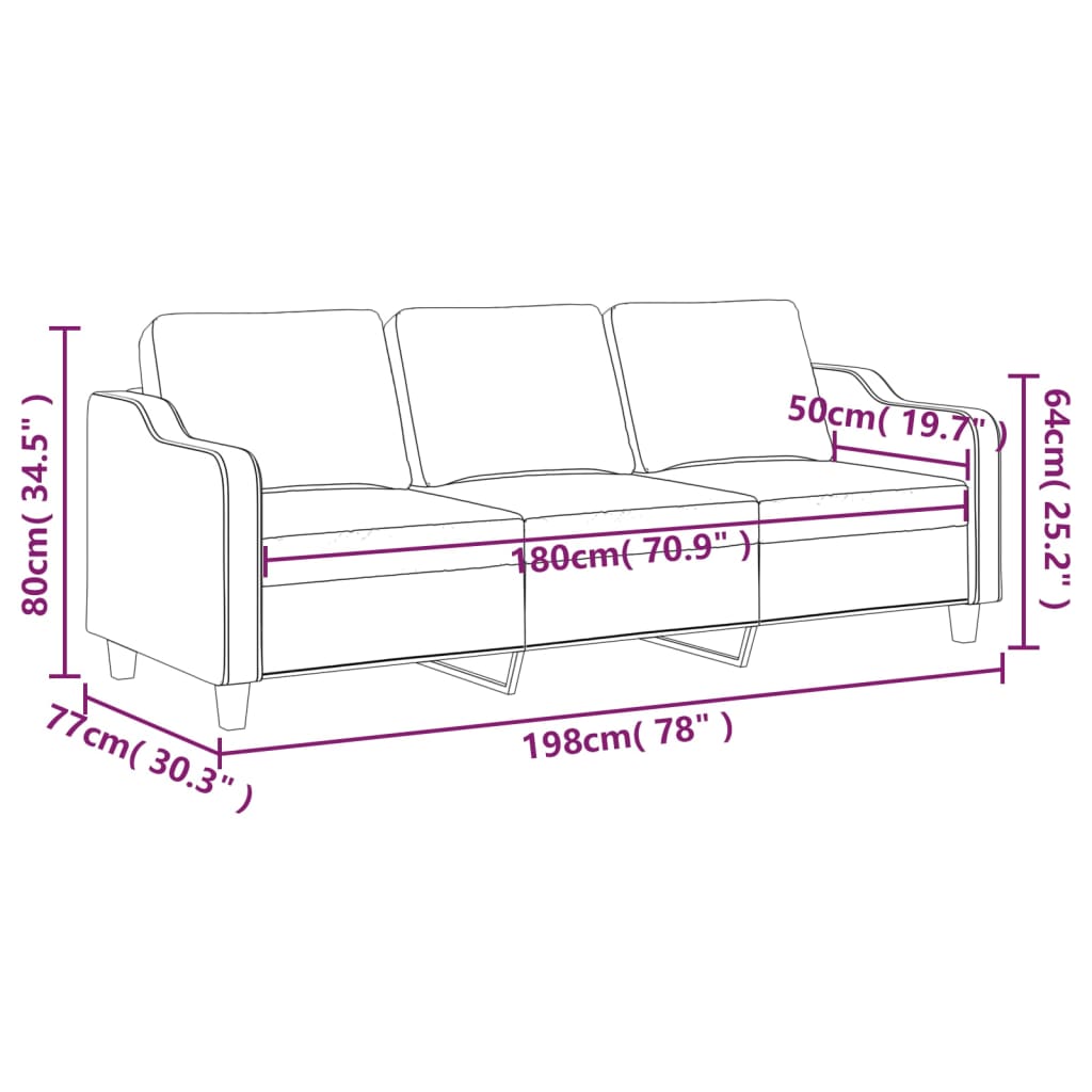 vidaXL Trosed črn 180 cm blago