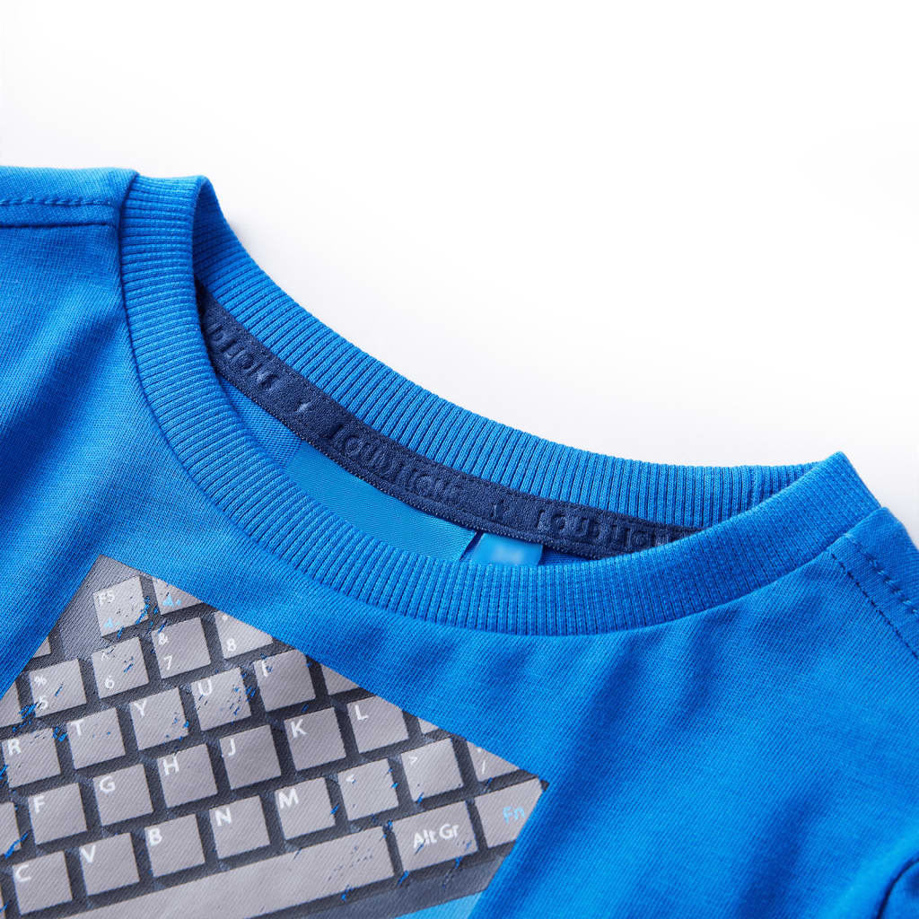 Otroška majica z dolgimi rokavi kobalt modra 92
