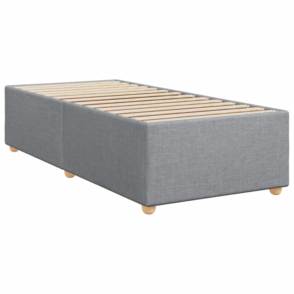 vidaXL Box spring postelja z vzmetnico svetlo siva 90x200 cm blago