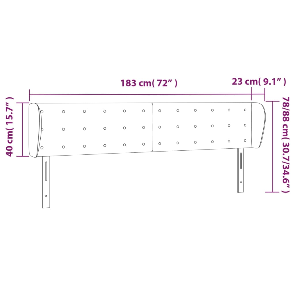 vidaXL Vzglavje z ušesi temno sivo 183x23x78/88 cm blago