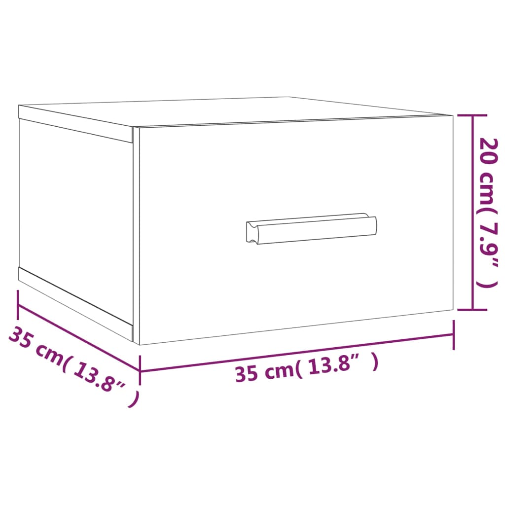 vidaXL Stenska nočna omarica 2 kosa rjavi hrast 35x35x20 cm