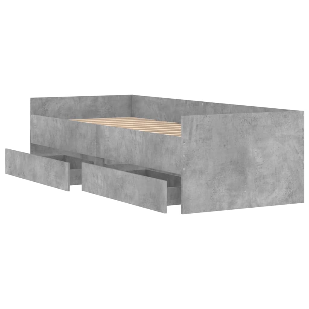 vidaXL Posteljni okvir s predali betonsko siv 90x190 cm