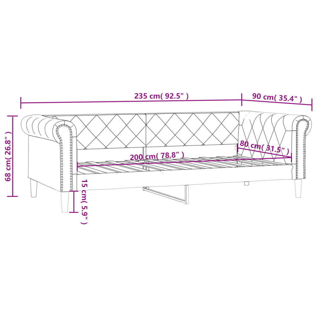 vidaXL Raztegljiva postelja krem 80x200 cm umetno usnje