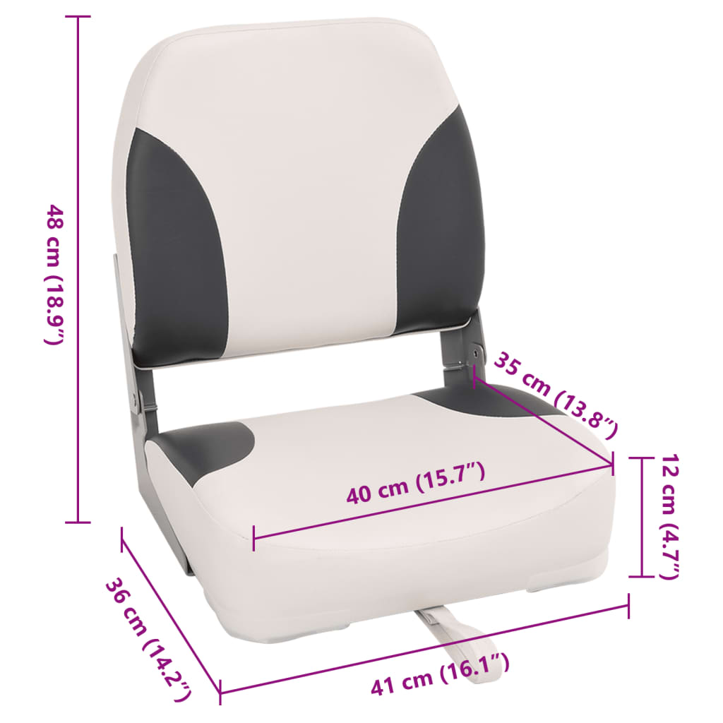 vidaXL Sedež za čoln s pritrdilnim trakom zložljiv 41x36x48 cm