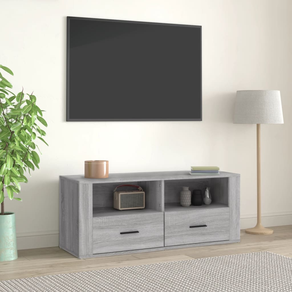 vidaXL TV omarica siva sonoma 100x35x40 cm inženirski les