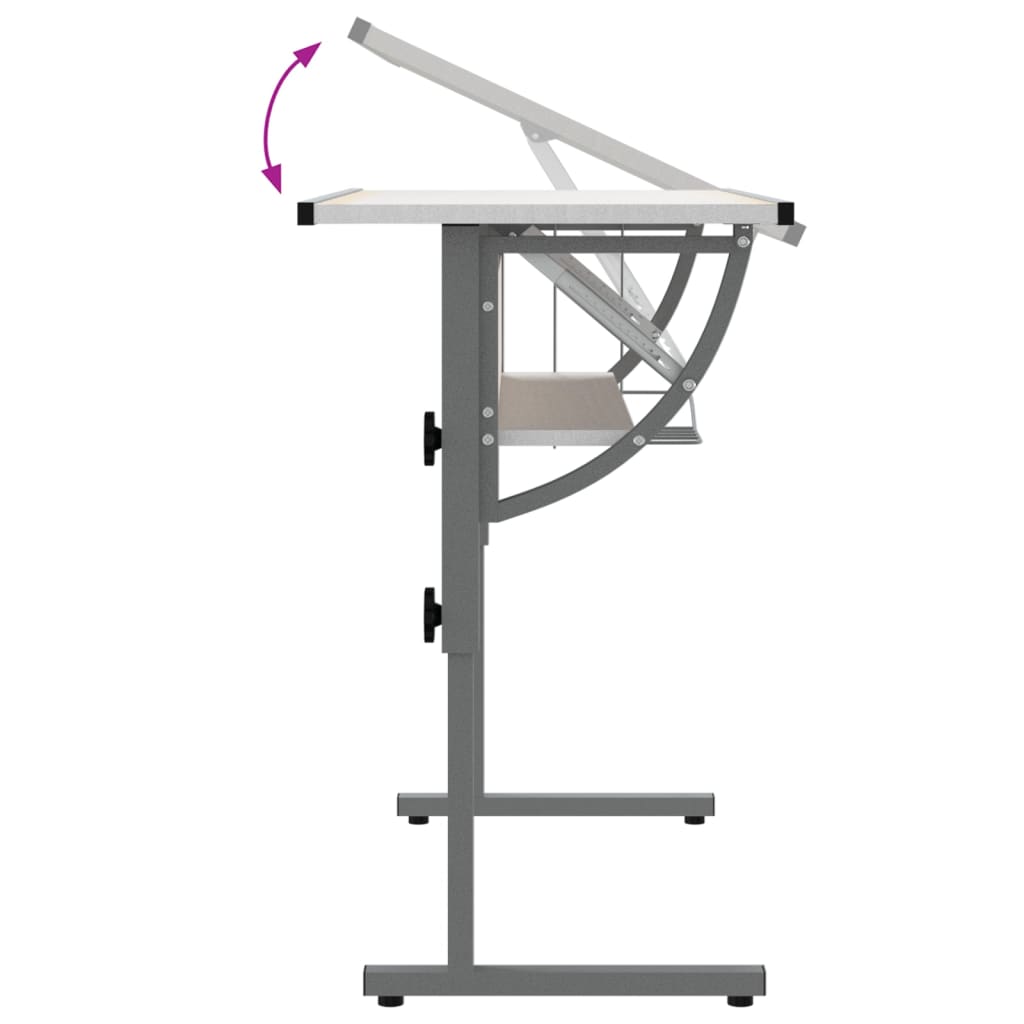 vidaXL Delovna miza bela in siva 110x53x(58-87) cm inžen. les in jeklo