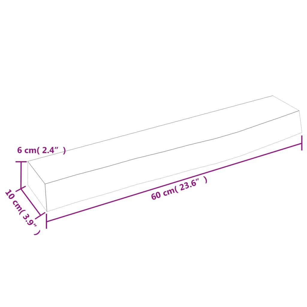 vidaXL Stenska polica temno rjava 60x10x6 cm trdna hrastovina