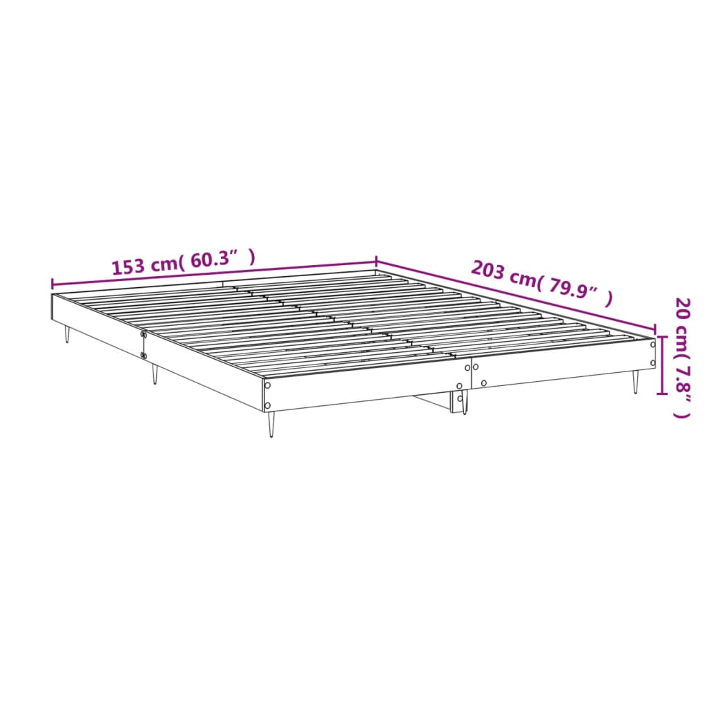 vidaXL Posteljni okvir rjav hrast 150x200 cm inženirski les