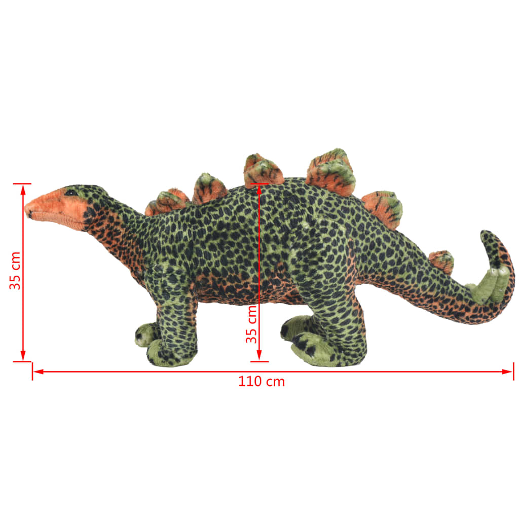 vidaXL Stoječi plišasti dinozaver stegozaver zelen in oranžen XXL