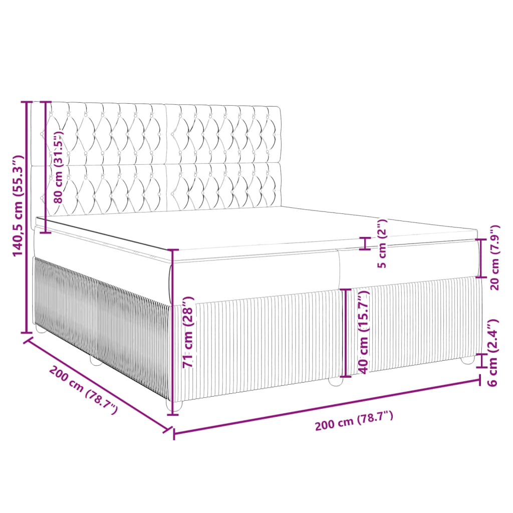 vidaXL Box spring postelja z vzmetnico temno rjav 200x200 cm blago