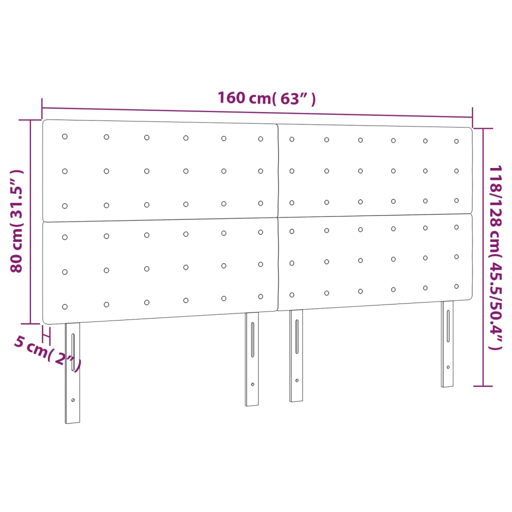 vidaXL LED posteljno vzglavje črno 160x5x118/128 cm žamet