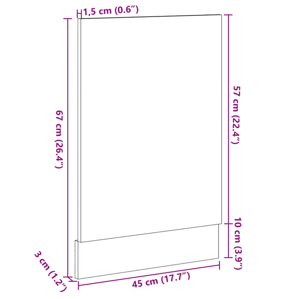 vidaXL Plošča za pomivalni stroj sonoma hrast 45x3x67 cm iverna plošča