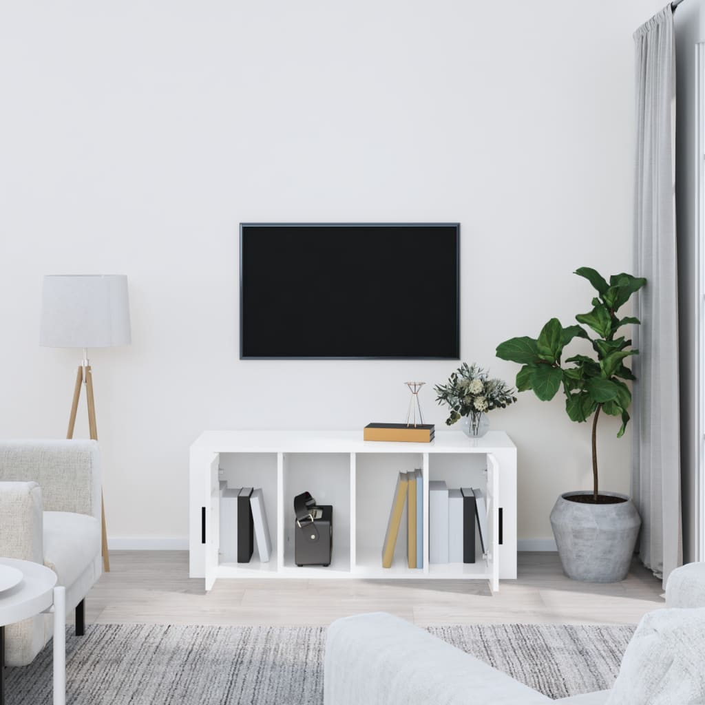 vidaXL TV omarica visok sijaj bela 100x35x40 cm inženirski les
