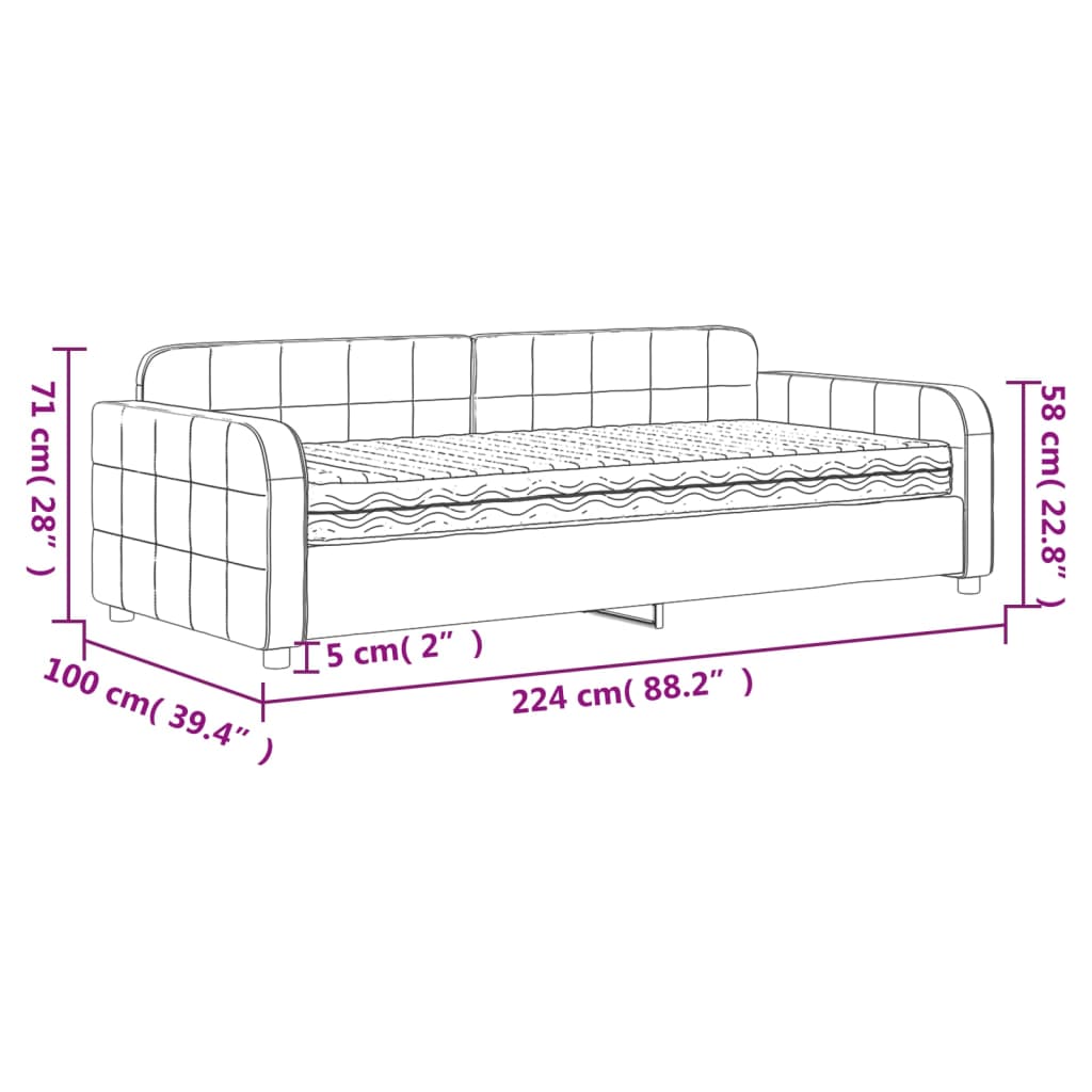 vidaXL Dnevna postelja z vzmetnico temno siva 90x200 cm žamet