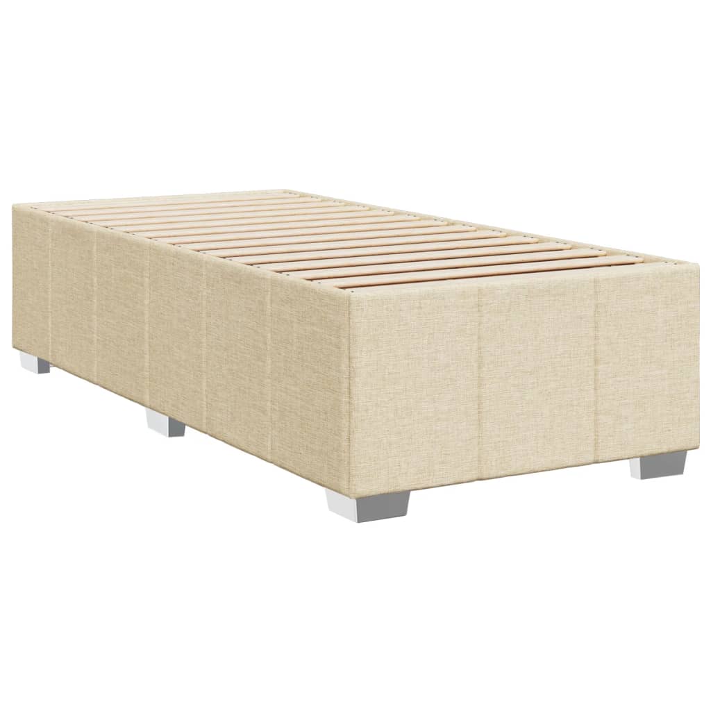 vidaXL Box spring postelja z vzmetnico krem 100x200 cm blago