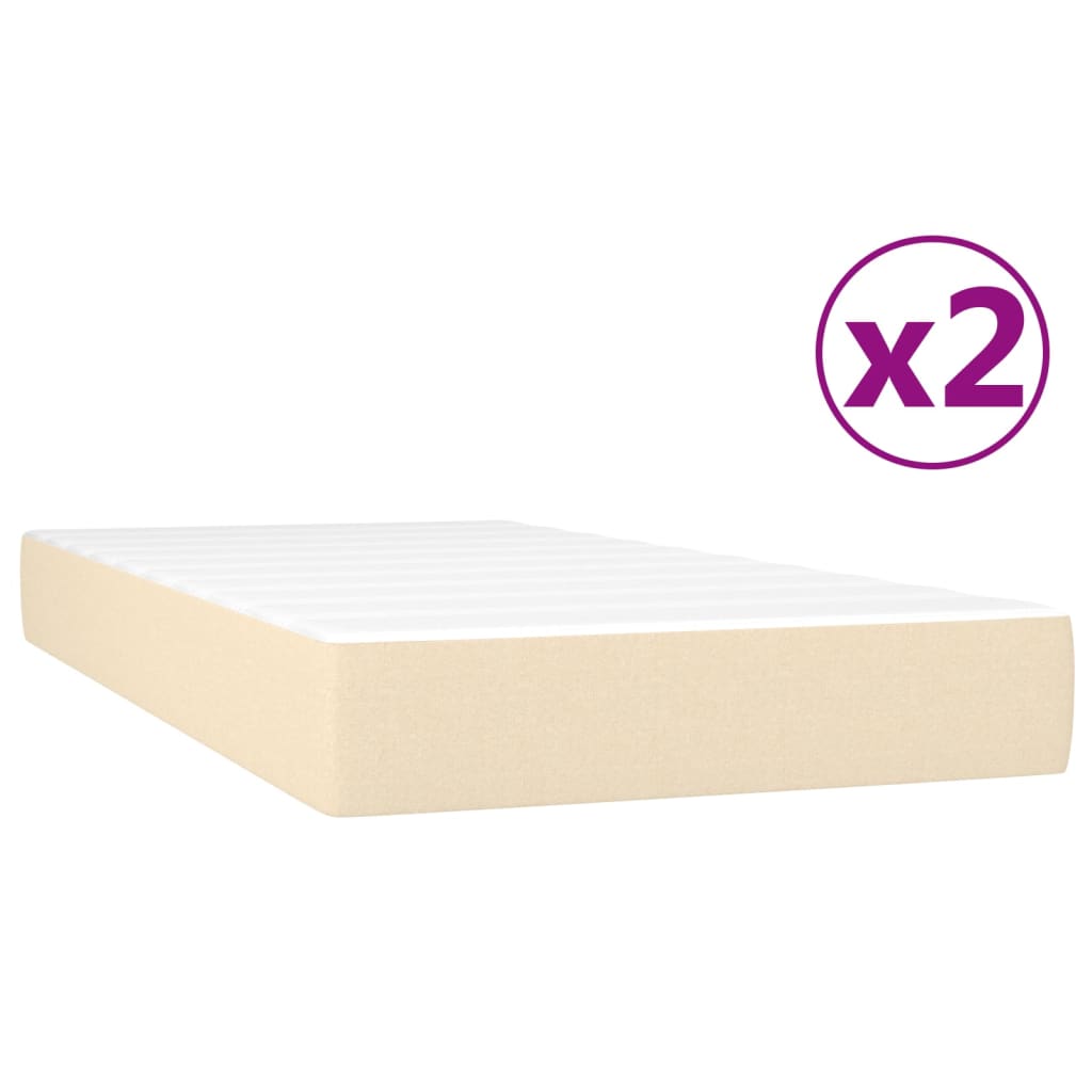 vidaXL Box spring postelja z vzmetnico krem 200x200 cm blago