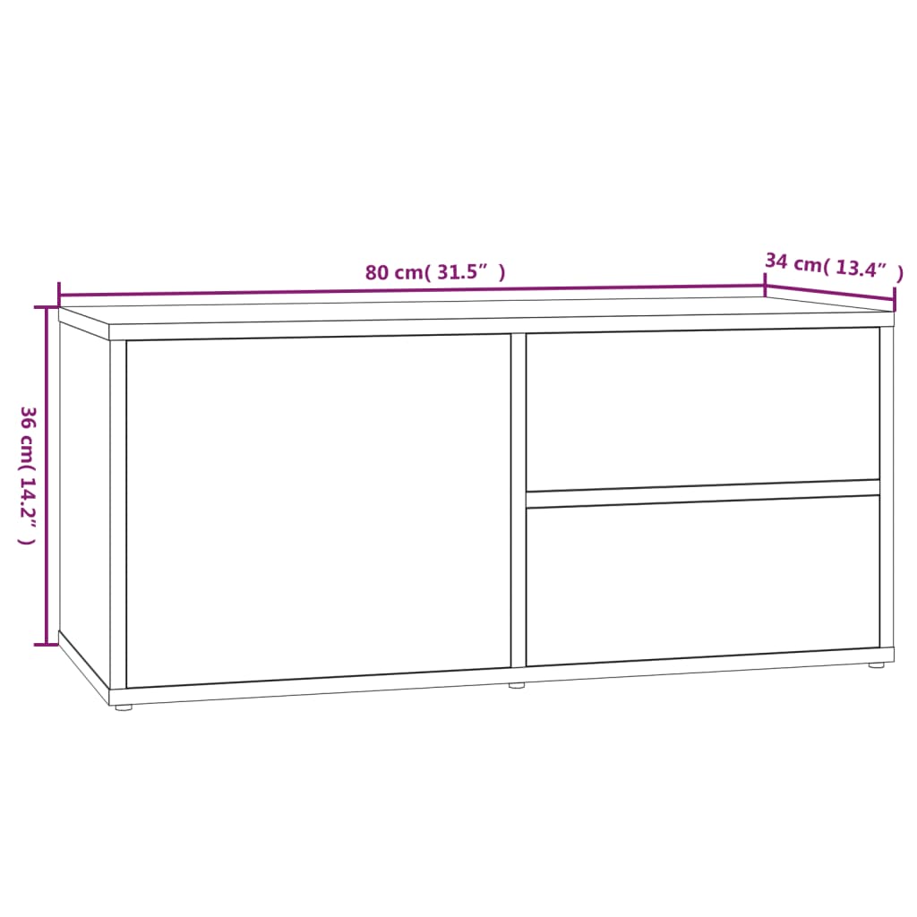 vidaXL TV omarica siva sonoma 80x34x36 cm inženirski les