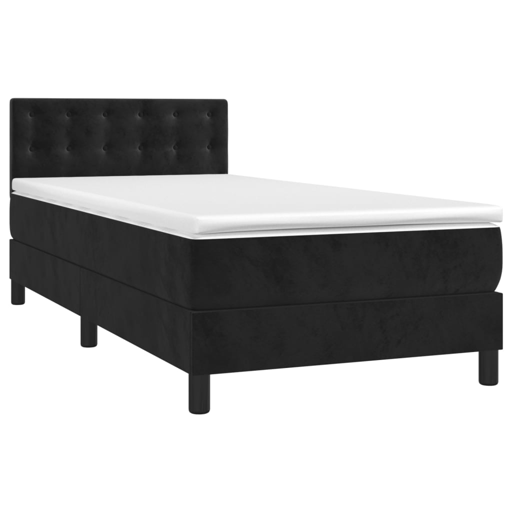 vidaXL Box spring postelja z vzmetnico črna 100x200 cm žamet