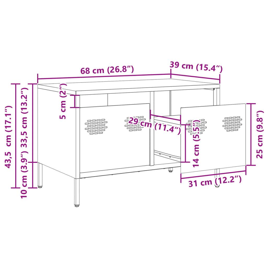 vidaXL TV omarica antracit 68x39x43,5 cm hladno valjano jeklo