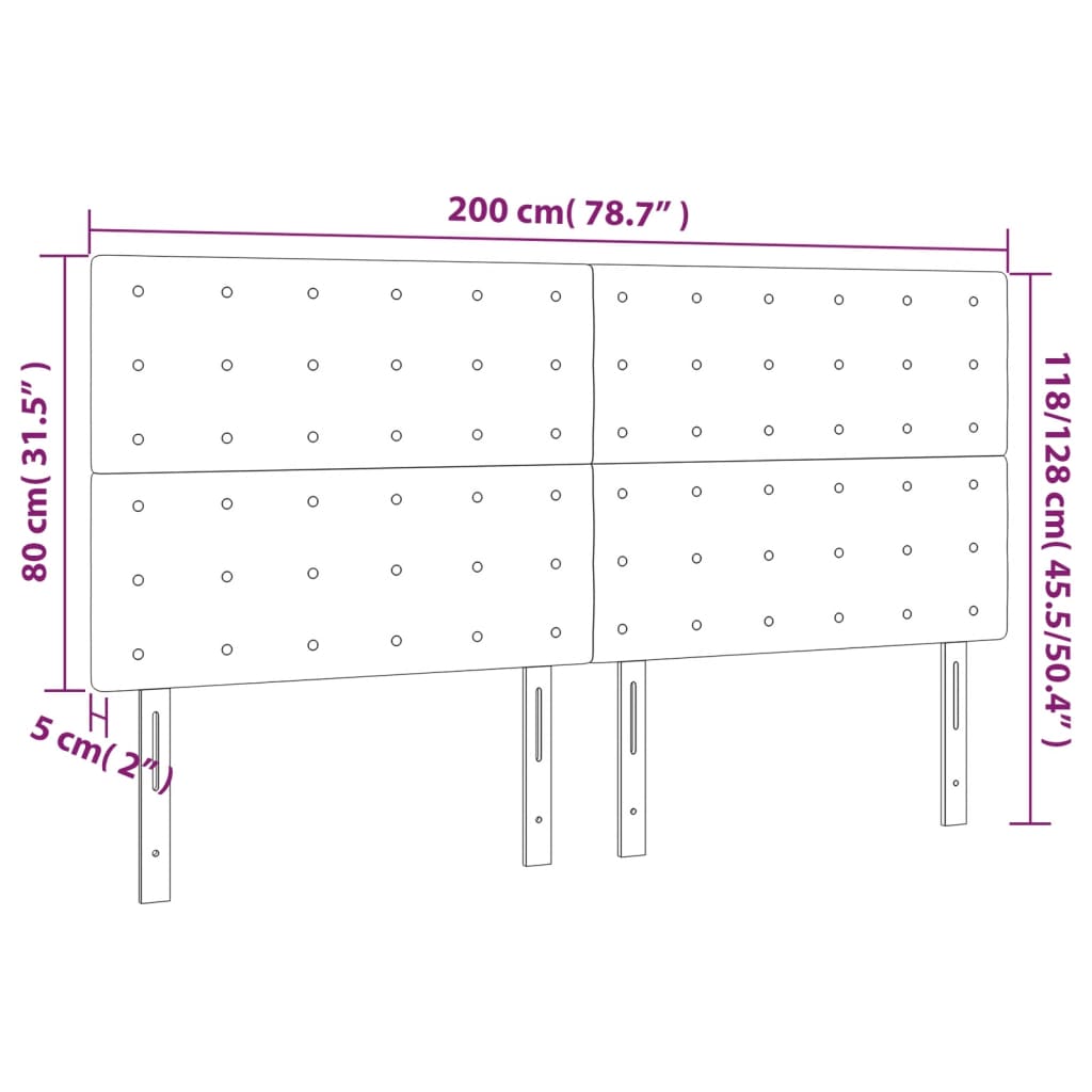 vidaXL LED posteljno vzglavje svetlo sivo 200x5x118/128 cm žamet