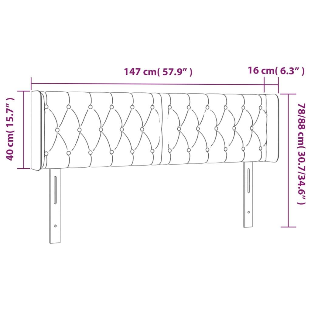 vidaXL LED posteljno vzglavje svetlo sivo 147x16x78/88 cm blago