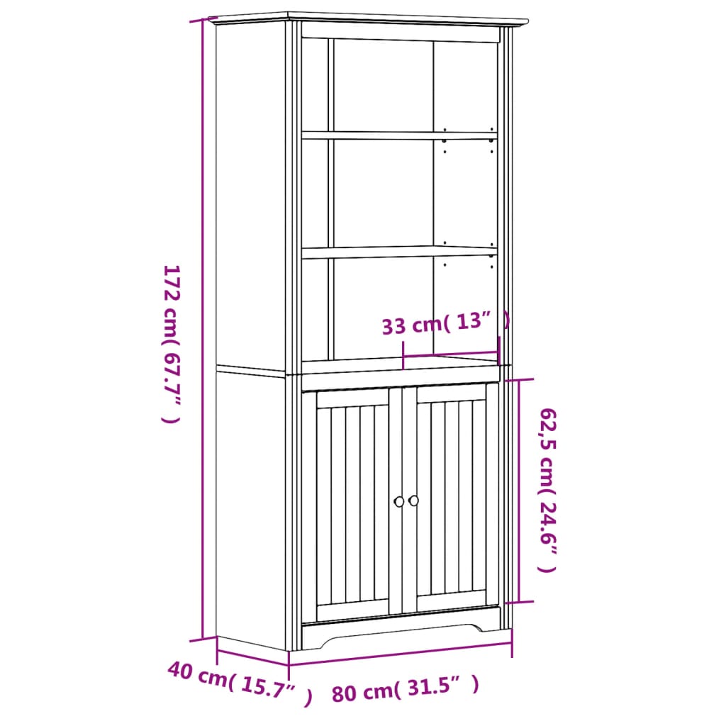 vidaXL Knjižna omara BODO siva 82x40x173 cm trdna borovina