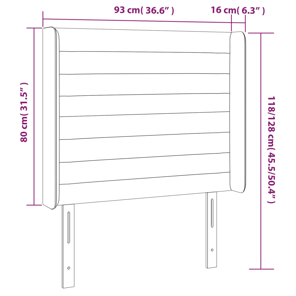 vidaXL Vzglavje z ušesi krem 93x16x118/128 cm blago