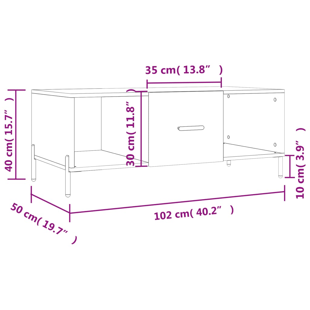 vidaXL Klubska mizica sonoma hrast 102x50x40 cm inženirski les