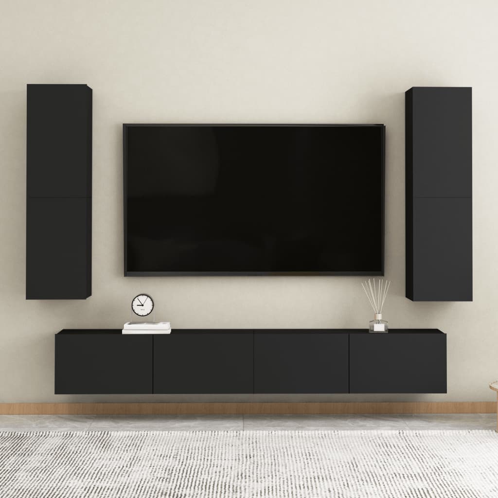 vidaXL TV omarica črna 30,5x30x110 cm inženirski les