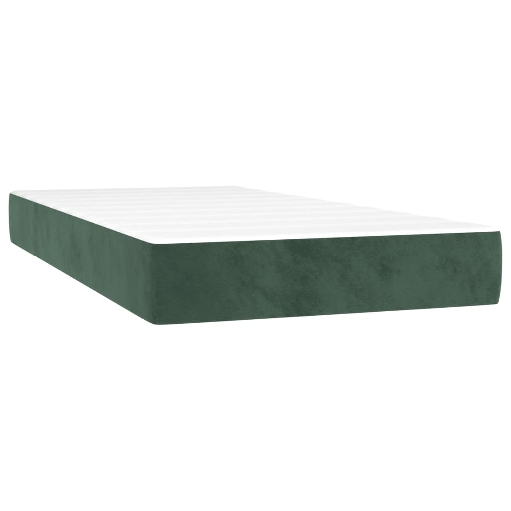 vidaXL Box spring postelja z vzmetnico temno zelen 120x190 cm žamet